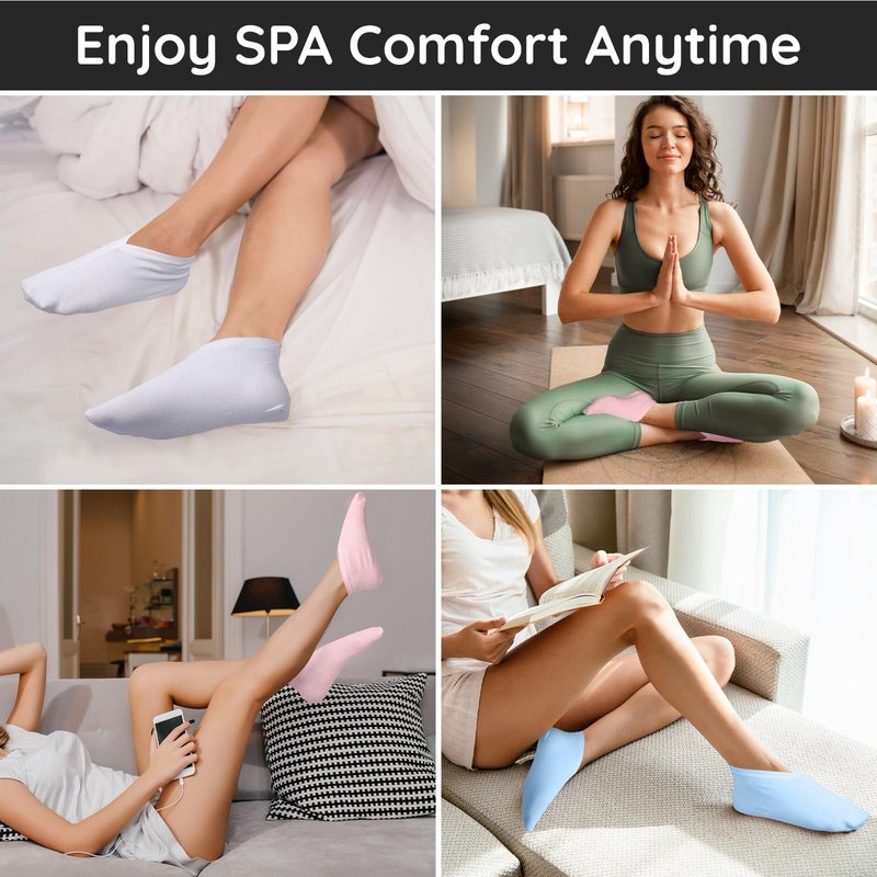 Segbeauty 12 Count Lotion Cotton Socks for Dry Cracked Feet Women, 6 Pairs Moisturizing Socks for Dry Feet, Sleep Sock for Cracked Heel Repair Overnight, Sleeping Foot Care Spa Gel Heel Protectors
