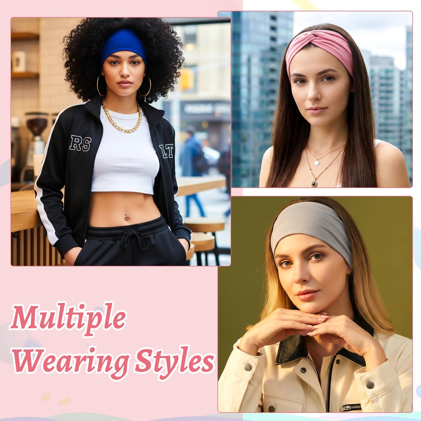 ZhouBoat 10 Pcs Stretchy Headbands for Women Non Slip Wide Elastic Head Bands Soft Twist Knotted Headbands Sports Sweat Bands for Daily Life Spa Yoga Workout Running Gym