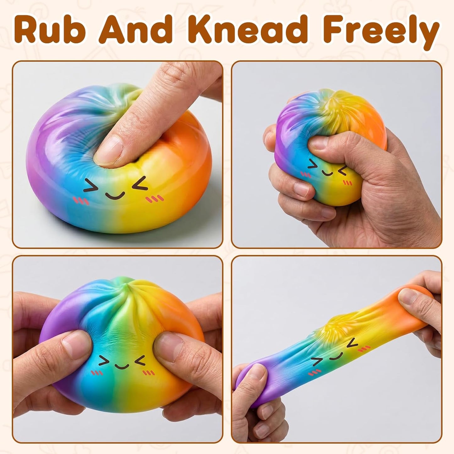 Glitter Dumpling Squishy | Jumbo Colorful Stress Ball Toy for Adults - Gold
