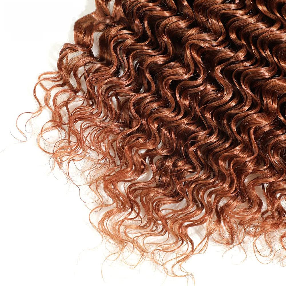 DiexrLamx Brown Bundles Human Hair Color 30 Deep Wave Bundle 22 24 26 Inch 8A Peruvian Virgin Hair 3 Bundles Light Brown Deep Wave Bundle