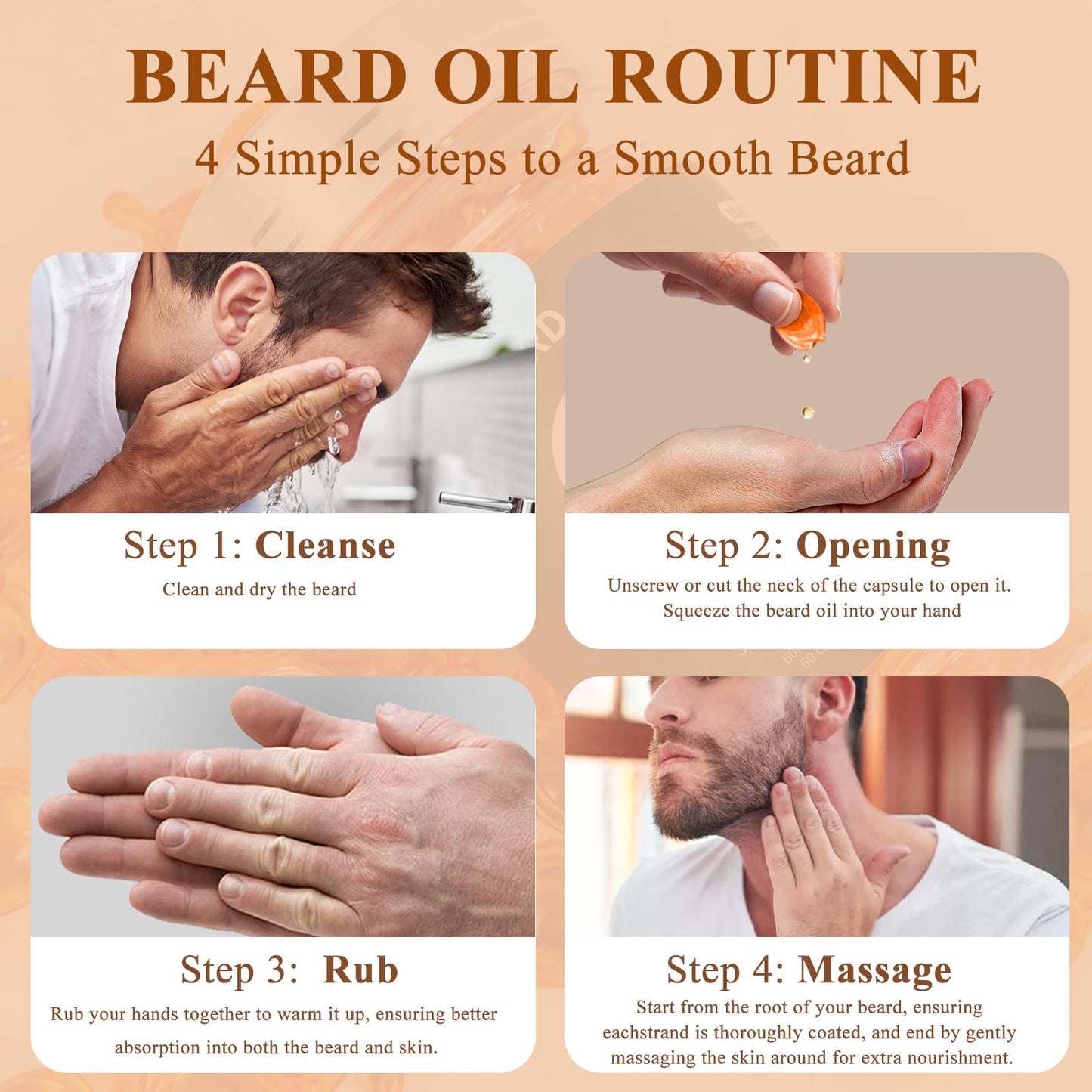 Varolan Mens Beard Oil Capsules,Natural Beard Oil for Men,Naturally Ingredients with Argan Oil,Grapeseed Oil,Jojoba Oil and Vitamin E for Softening and Moisturizing Beard (Cedarwood)