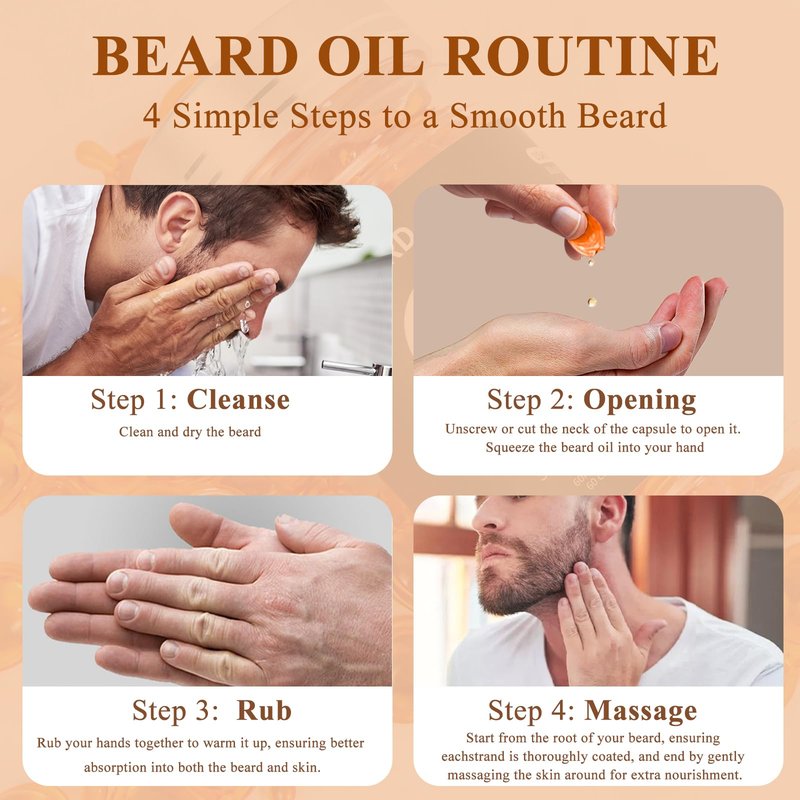 Varolan Mens Beard Oil Capsules,Natural Beard Oil for Men,Naturally Ingredients with Argan Oil,Grapeseed Oil,Jojoba Oil and Vitamin E for Softening and Moisturizing Beard (Cedarwood)
