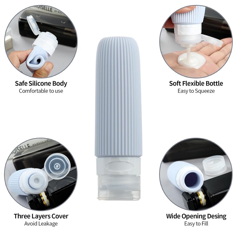 Travel Bottles Set - 16 Pack TSA Approved Leak Proof Silicone Containers for Toiletries | Refillable Travel Accessories