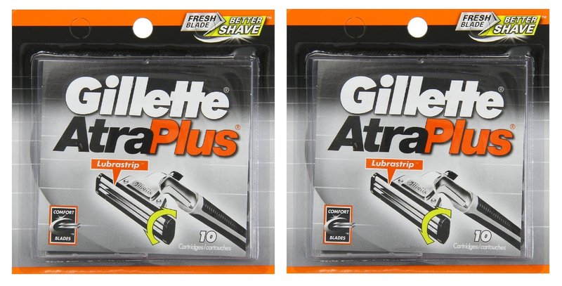 Gillette AltraPlus Mens Razor Blade Refills, 10 Count, Lubra-Soft Strip for Smoothness and Comfort - Pack of 2