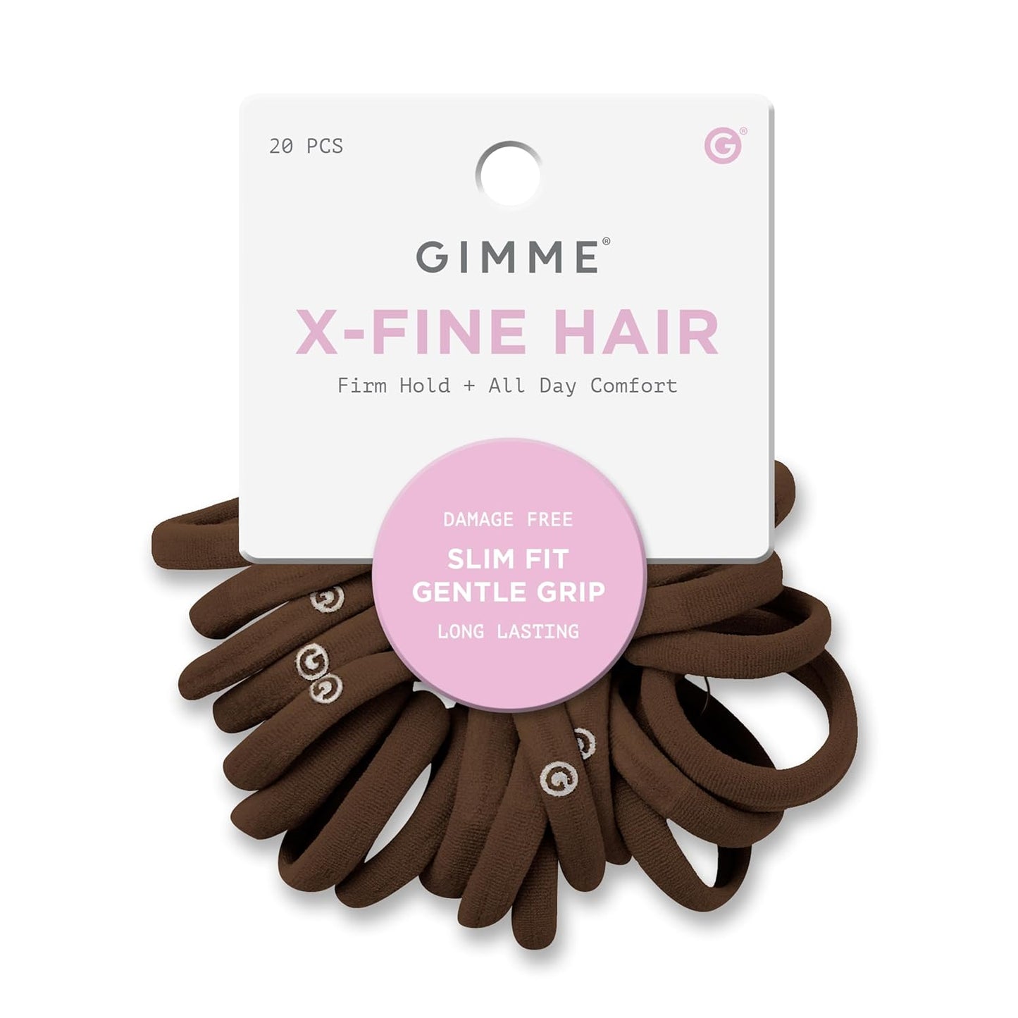 X-Fine Hair Bands - Slim-Fit Elastic Ties for Extra Fine Hair | No-Dent, Gentle-Grip Ponytail Holders - 20 Pack, Blonde