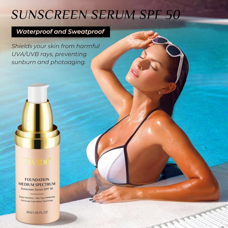 Foundation 4 in 1 - Medium Spectrum SPF 50+ | Anti-Aging, Hydrating, Color Changing Liquid Makeup (30ml)