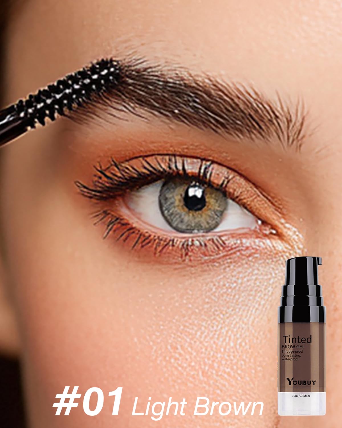 3D Tinted Eyebrow Gel Kit - Long-Lasting Waterproof Brow Cream & Stamp Stencil | Light Brown