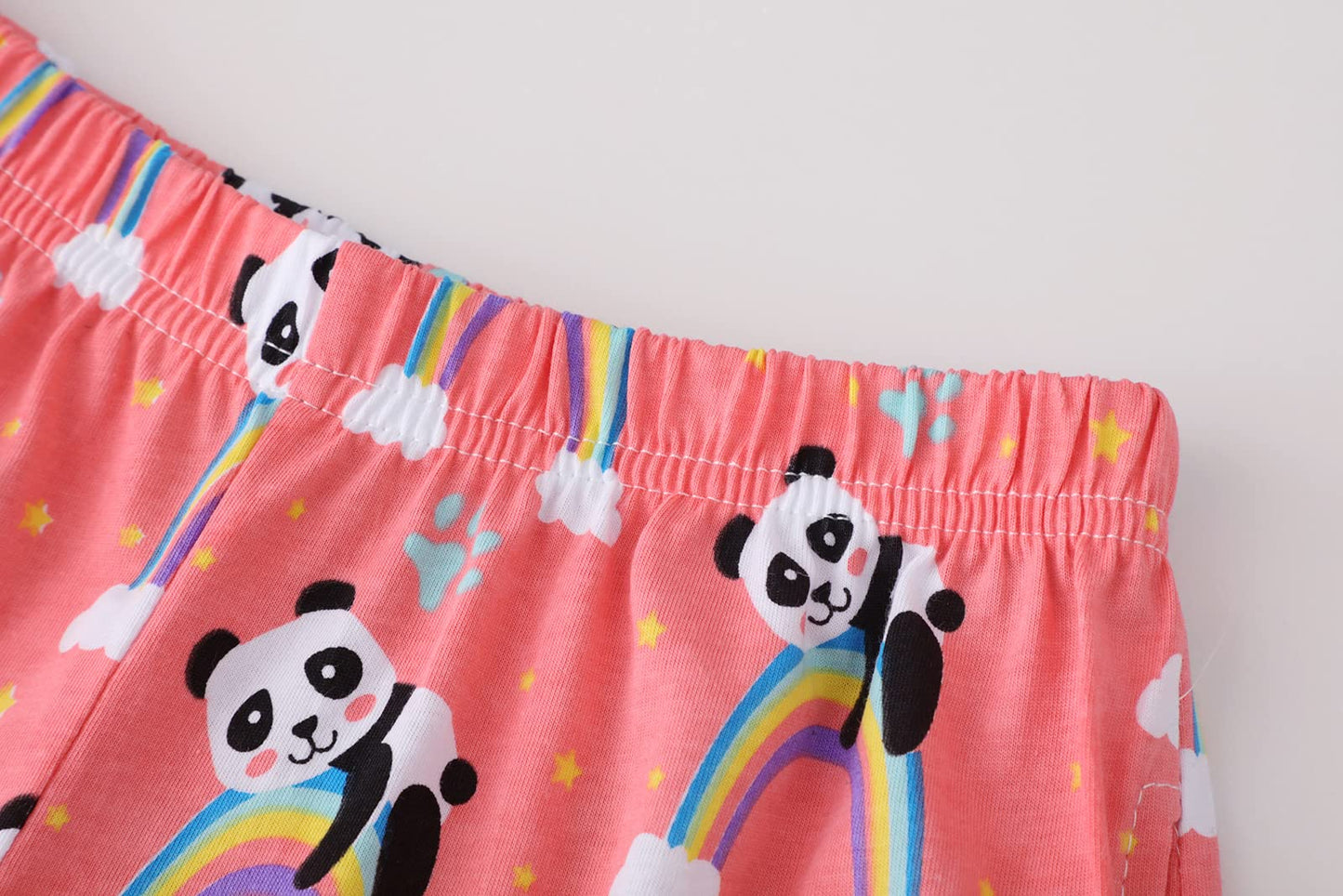 CYCHELRY Girl Sleeveless Summer Pajamas Set Cute Unicorn Pattern Tank Top and Stripe Shorts Sleepwear Soft Teen PJS Set Size 6-16 (Blue&Pink(Pandas), numeric_16)