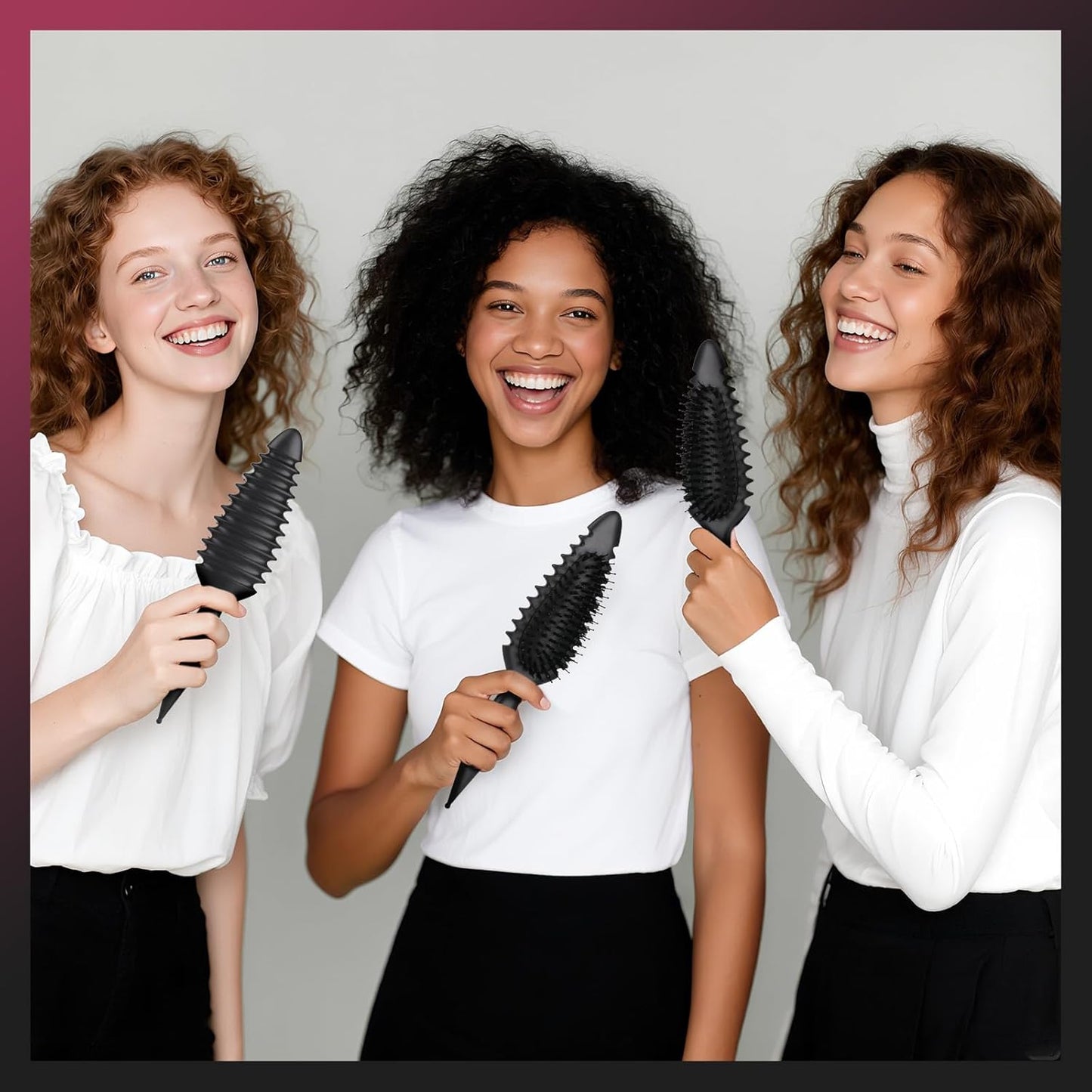 Curl Defining Brush for Curly Hair - Detangling & Styling Tool | Black