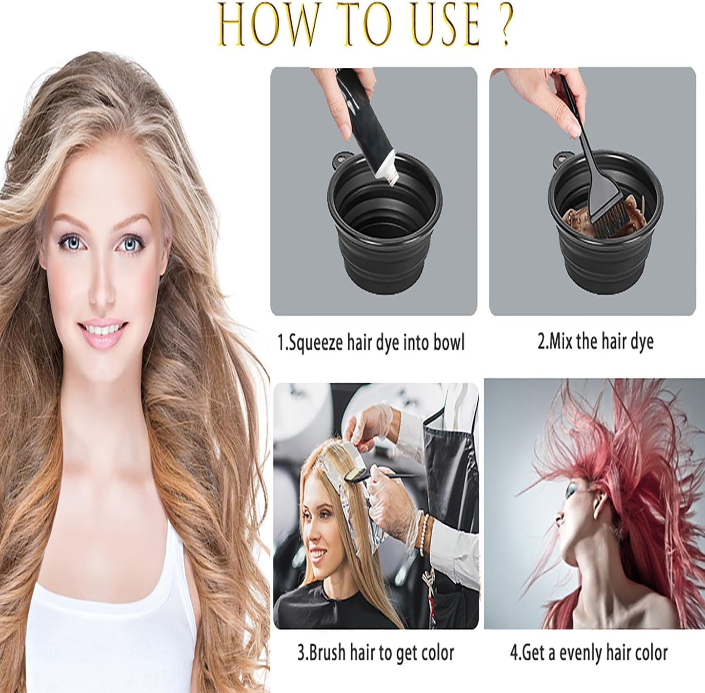 Hair Dye Kit - 18Pcs Professional Coloring Set with Brush, Bowl, Clips & Ear Muffs | DIY Home Use