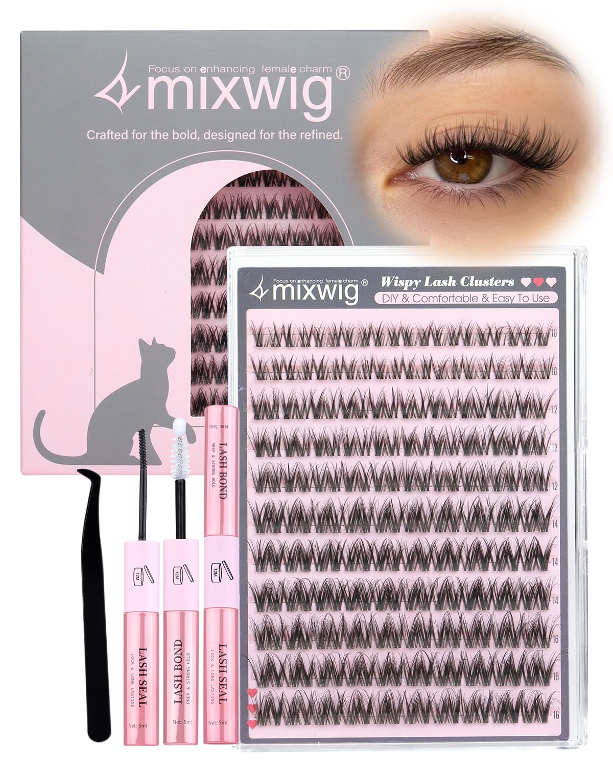Brown Lash Clusters - Fluffy Manga Eyelash Extensions | Natural Spiky Individual Lashes 10-16MM D Curly