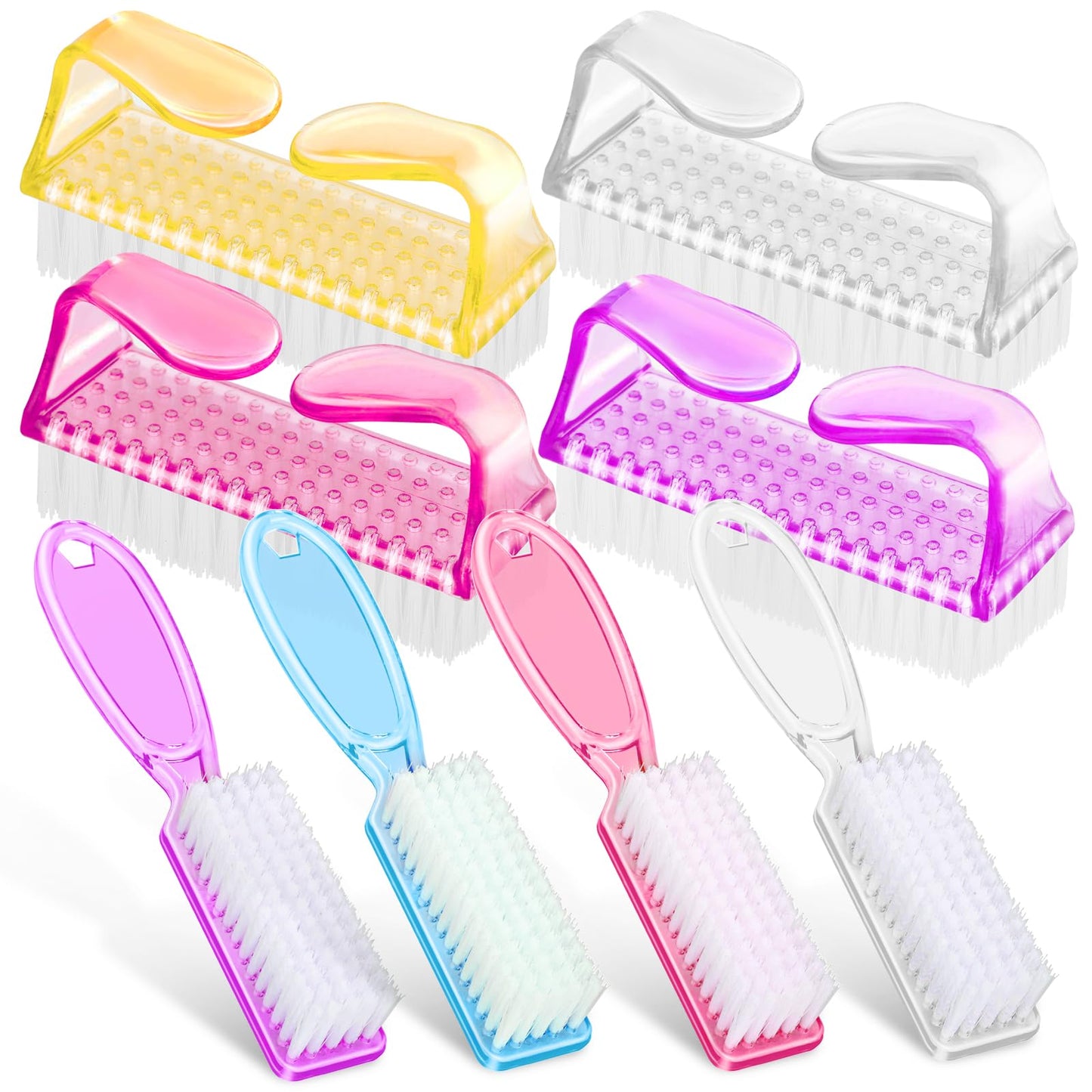 SQULIGT Nail Brushes for Cleaning Fingernails, Handle Grip Nail Scrubber Brush, Manicure Tools Scrub Brushes Kit, Toenail Brush To Clean Under Nails Pedicure Foot Small Brush Women Men (8 Pack)