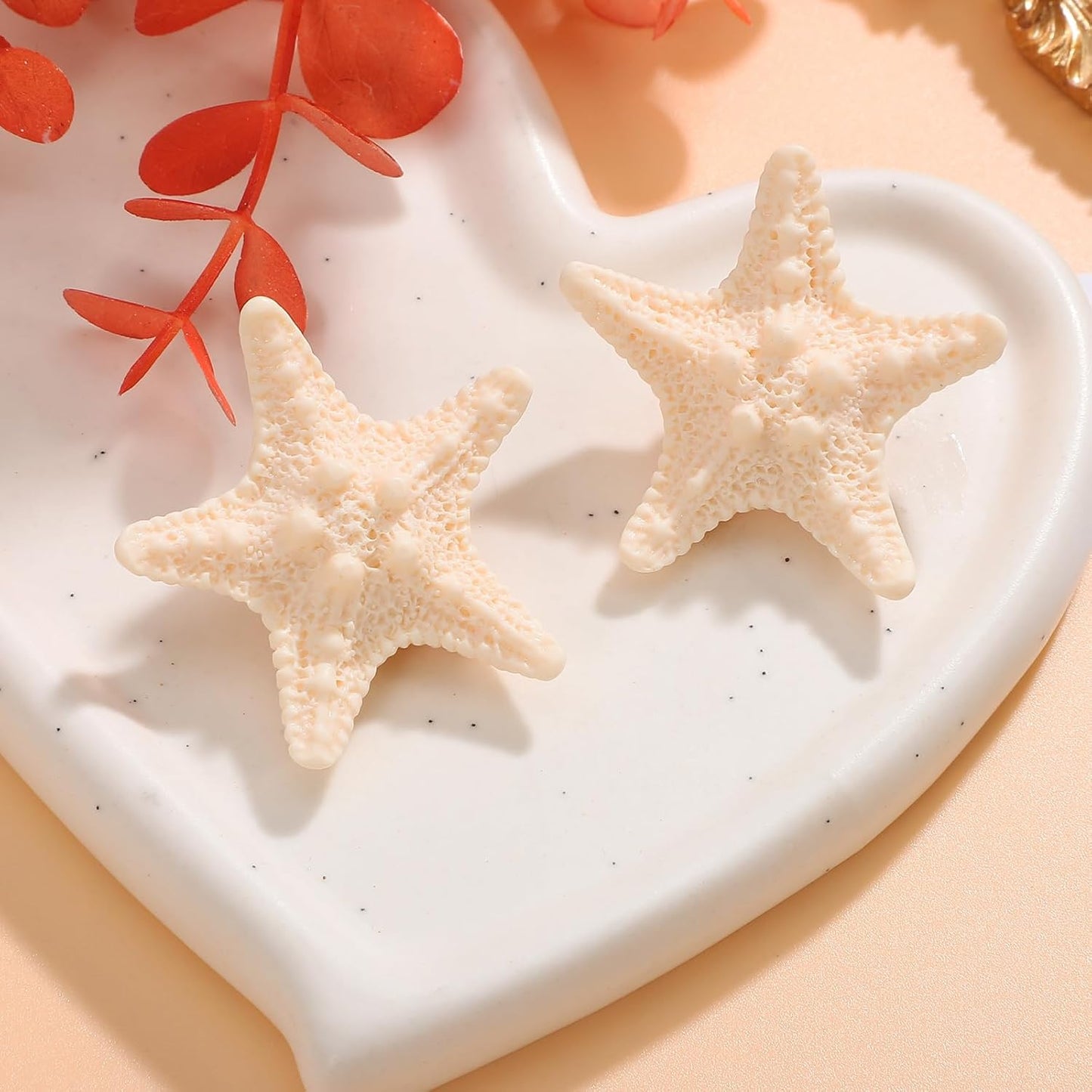 Starfish Hair Clips - 10 Pcs Realistic Resin Mermaid Barrettes | Nonslip Beige Shells for Beach Theme Parties & Cosplay