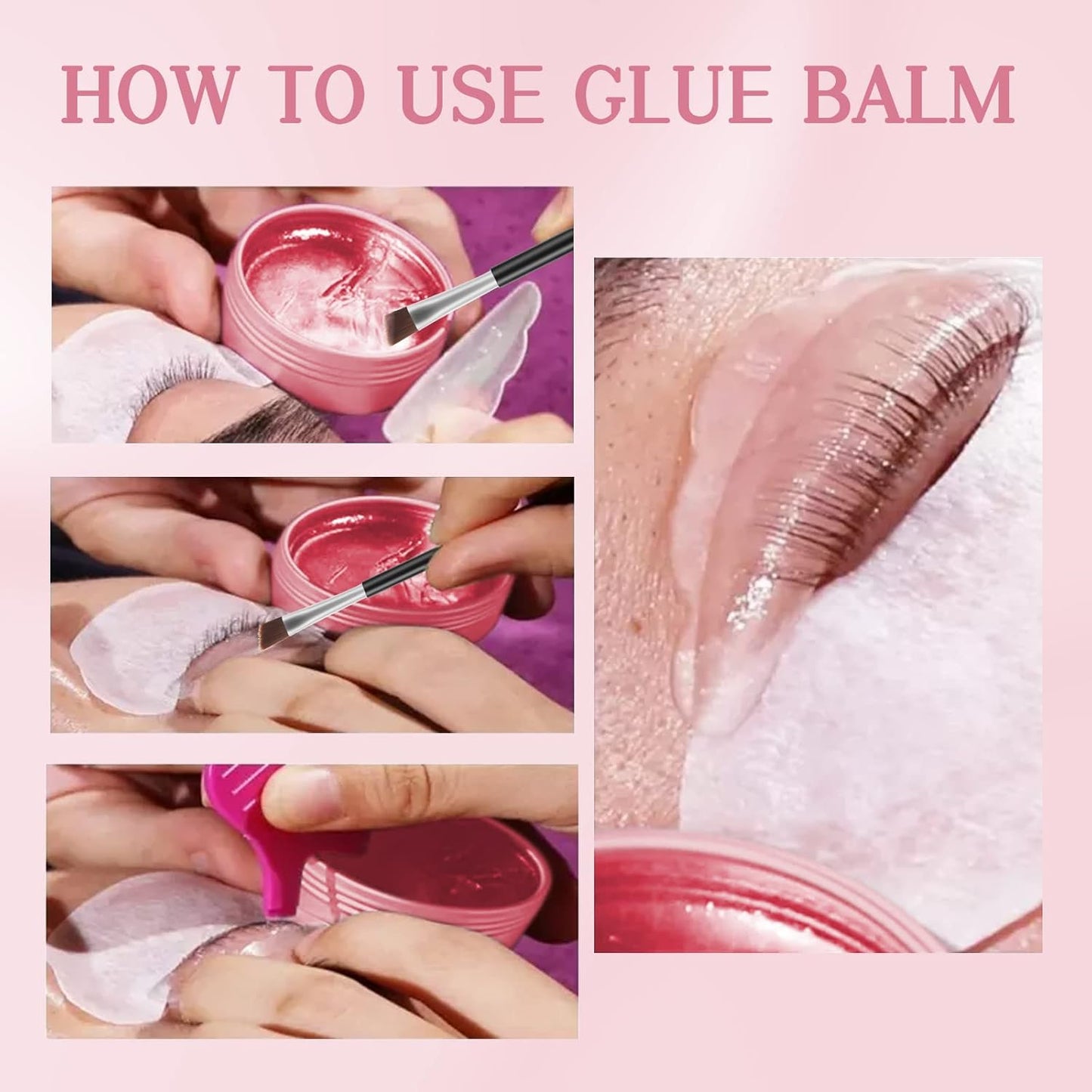 Libeauty Lash Lift Glue Balm - Strong Adhesive for Eyelash & Eyebrow Perm | Pink Peach, 10g/0.35oz