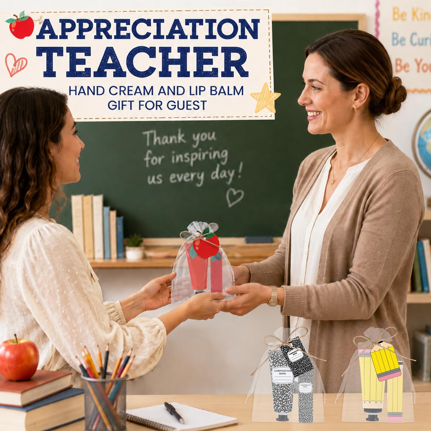 144Pcs 36 Sets Teacher Employee Appreciation Gifts Bulk Include Hand Cream Lotion Lip Balm with Bag Card Bulk Travel Size Thank You Gift for Employee Thank You Graduation Back to School Party Supplies