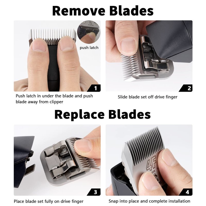 KBDS Detachable Ceramic Pet Clipper Blades,Compatible with Most Andis,Oster,Wahl A5 Clippers,Made of Ceramic Blade Cutter and Carbon Steel Blade,3/8'' Inch 9.5mm Cut Length, 4F Blade