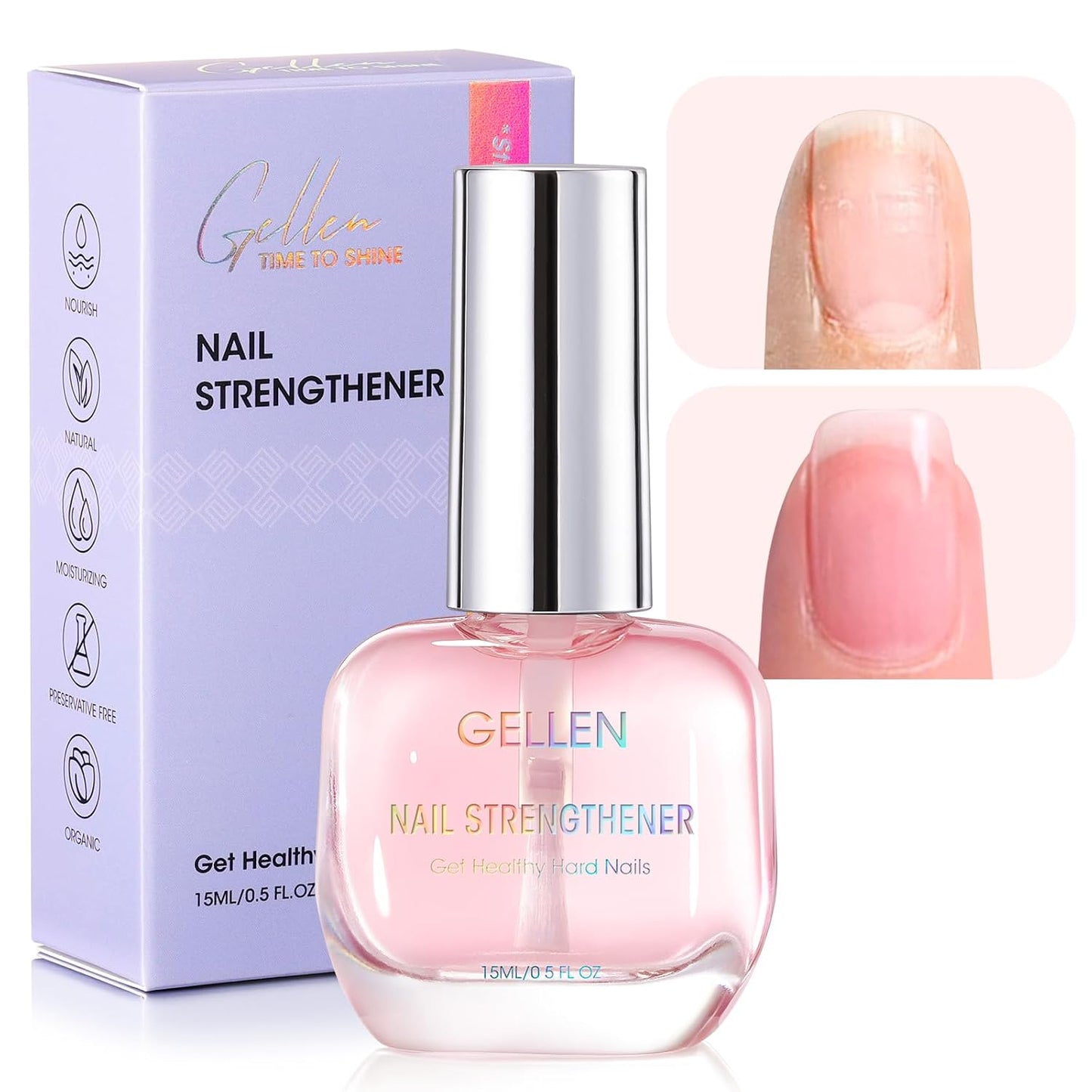 GELLEN Nail Strengthener - 8-in-1 Protein Serum for Weak, Brittle Nails | Lavender Scented Ridge Filler