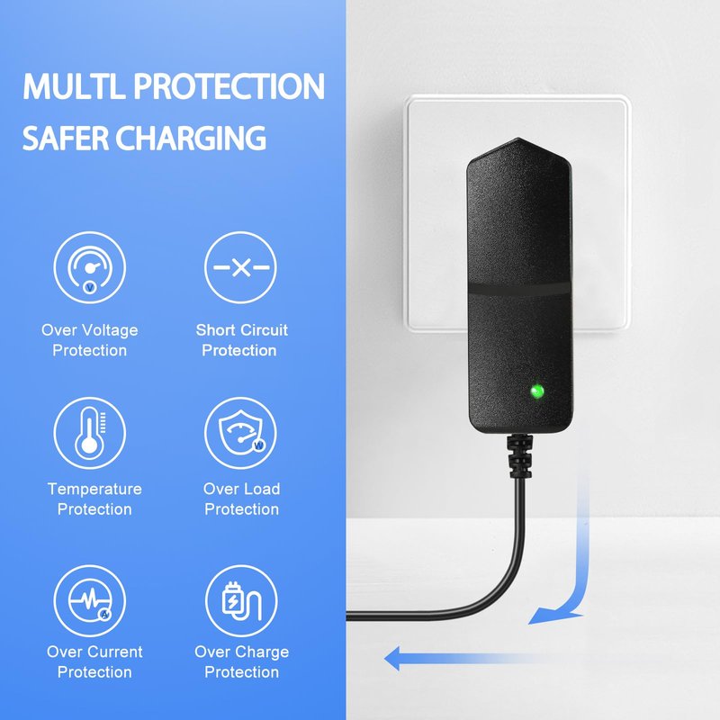 Moroxi 12V Massage Gun Charger, 12.6V 1.0A, Universal 12V, 1.5m/5FT Power Cord, Switch, Power Supply, Battery Charger