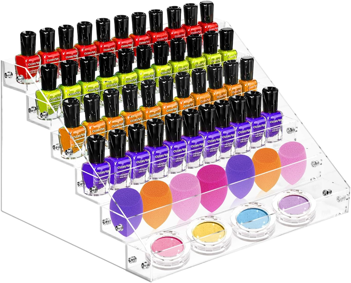 Acrylic Nail Polish Organizer Rack - 6-Tier Display Stand for 72 Bottles | Perfect for Salon or Home Decor