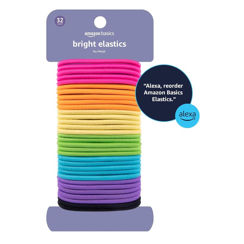No Damage Elastic Hair Ties - Secure Hold Ponytail Holders for Thick Hair | Snag-Free 4 MM Elastics, 32 Count