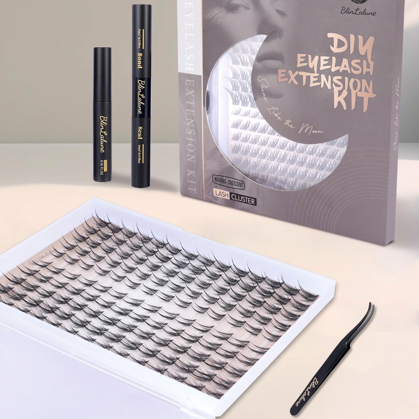 BlinLaLune DIY Lash Extension Kit Individual Eye Lash Cluster Perfect for At-Home Use, Beginner-Friendly with Bond Seal Remover and Tweezers