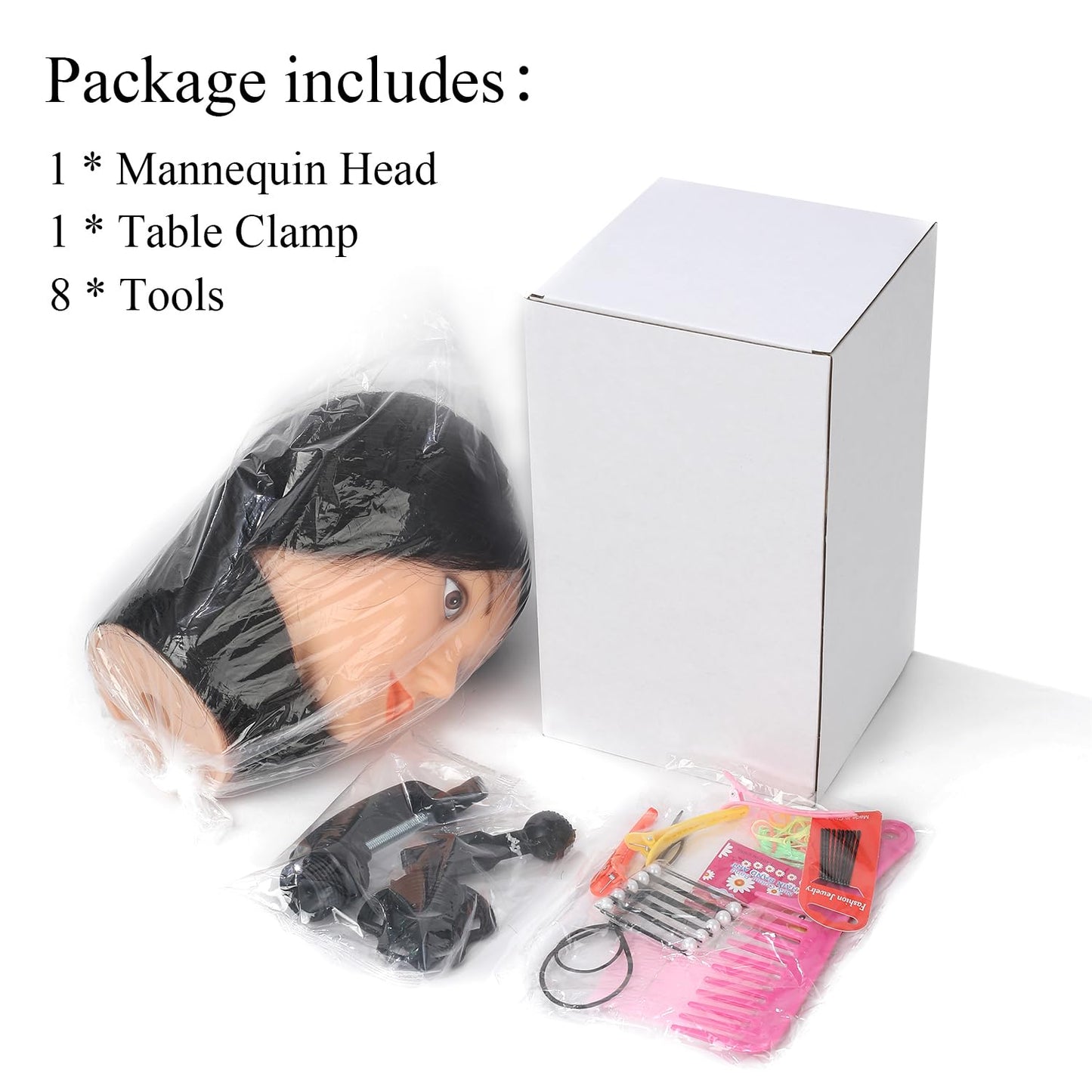 Human Hair Mannequin Head for Hair Styling Practice | 20-22" Dark Brown Cosmetology Doll with Clamp
