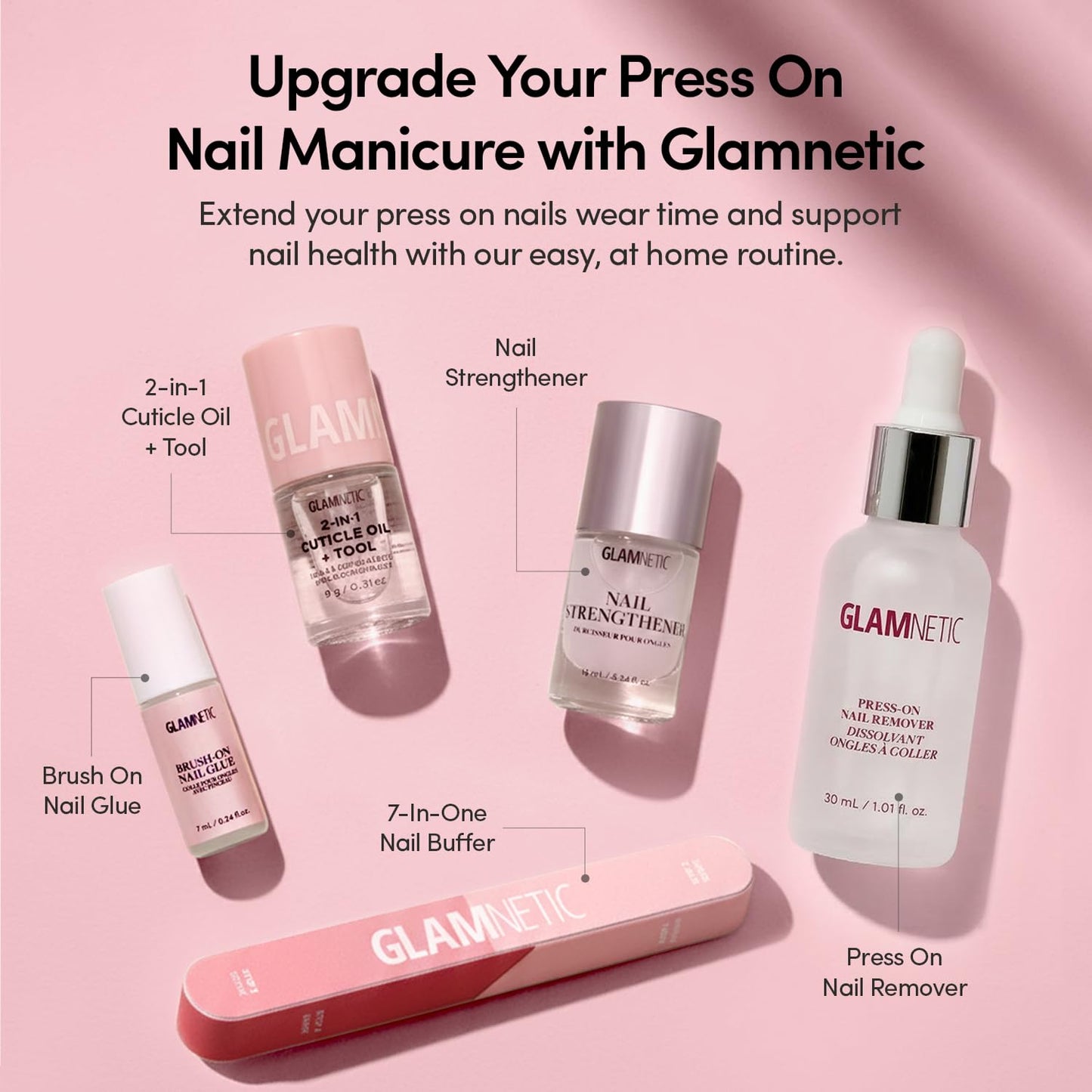 Glamnetic Press On Nails - Medium Oval Blue French Tip Nails with Celestial Gold Accents | 30 Nail Kit with Glue, 15 Sizes Available