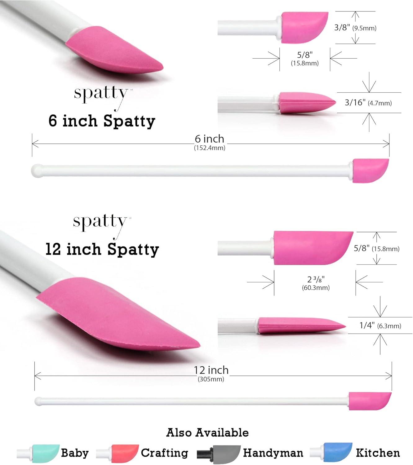 Spatty Daddy Beauty Spatula Set - Mini Makeup Tools for Precision | 6 & 12 Inch Pink Spatulas for Gifts