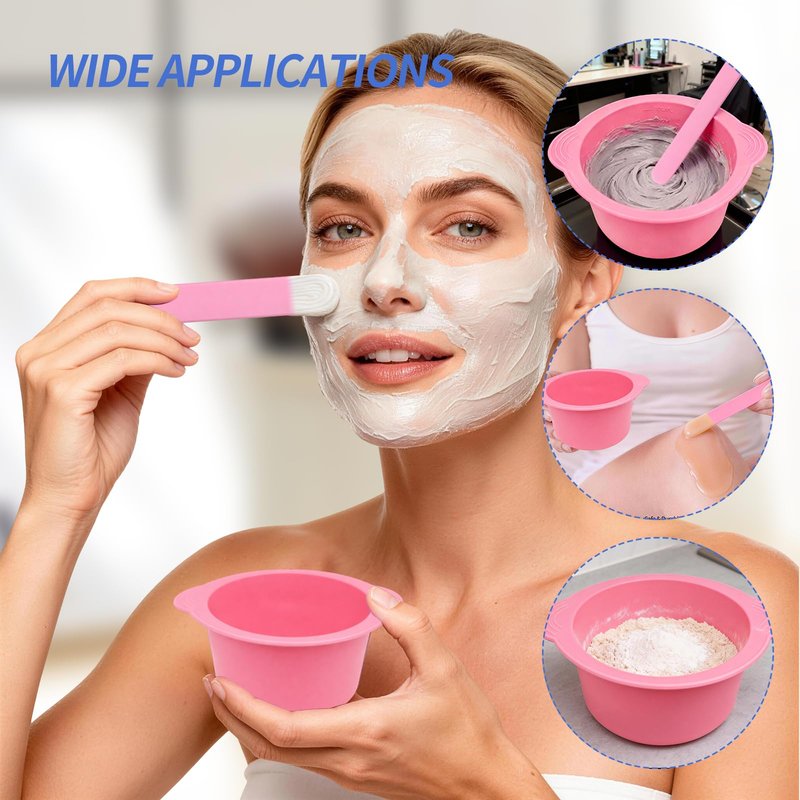 Silicone Wax Warmer Liner, Non-Stick Reusable Wax Pot Insert for Wax Warmer, Easy-to-Clean Silicone Wax Bowl with 2 Wax Spatulas (Pink)