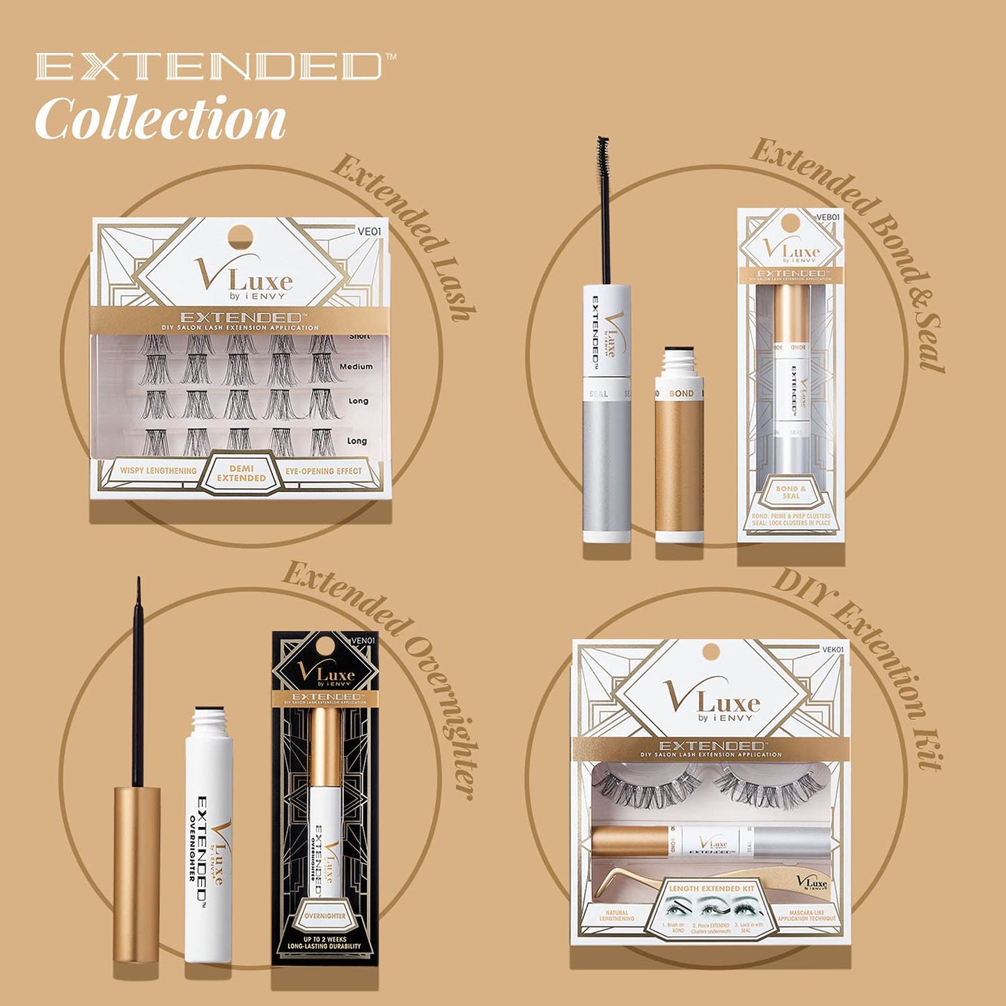 VLuxe DIY Eyelash Extension Overnighter, Lash Sealer For Extensions, Cluster, Individual False Lash, Long-Lasting Extended Wear Up to 14 Days, Smudge-Free Sealant Safe on Natural Lashes (0.18oz)
