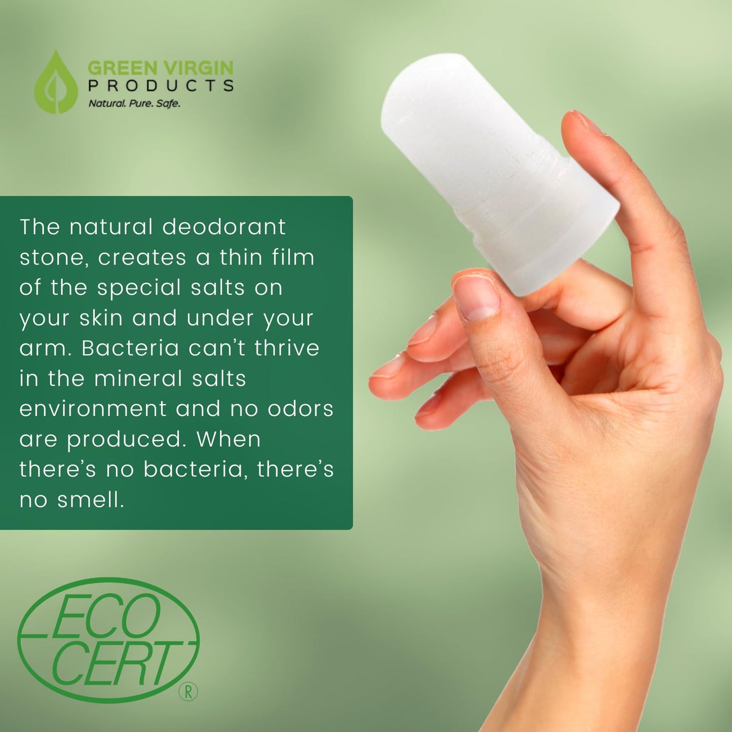 Green Virgin Products | 100% Pure Deodorant Stone | All Natural Mineral Salts Deodorant Stone
