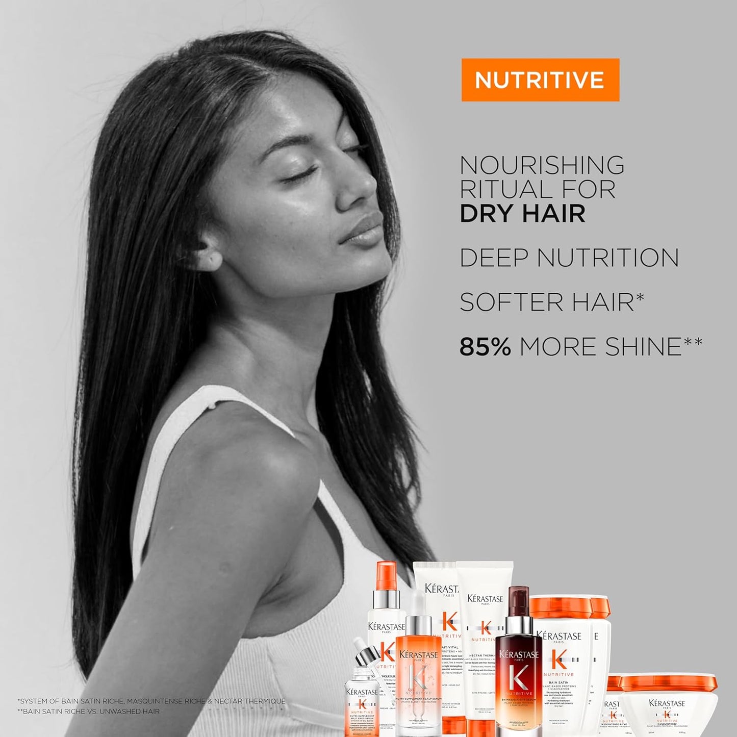Kerastase Nutritive Bain Satin Shampoo - Gently Cleanses & Hydrates | Plant-Based Proteins & Niacinamide | For Fine to Medium Dry Hair