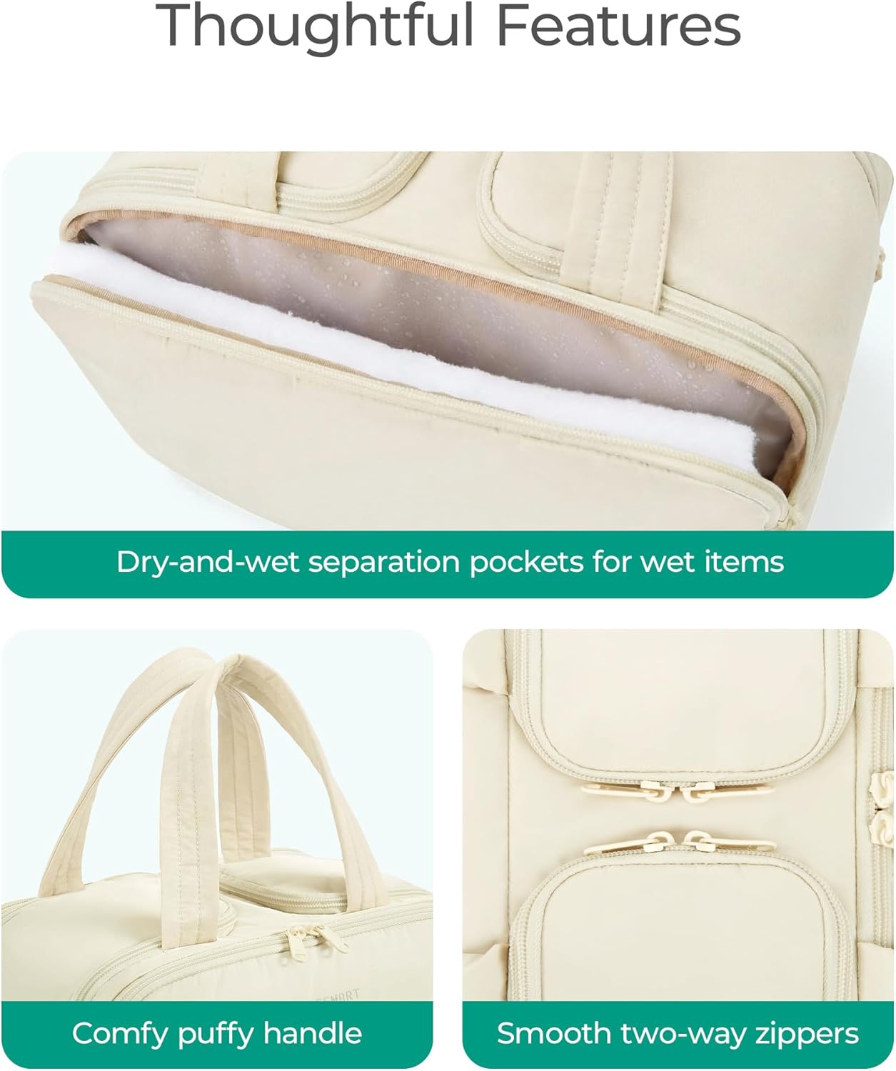 Travel Toiletry Bag - Large Lightweight Makeup Organizer with Handle | Green Color for Women