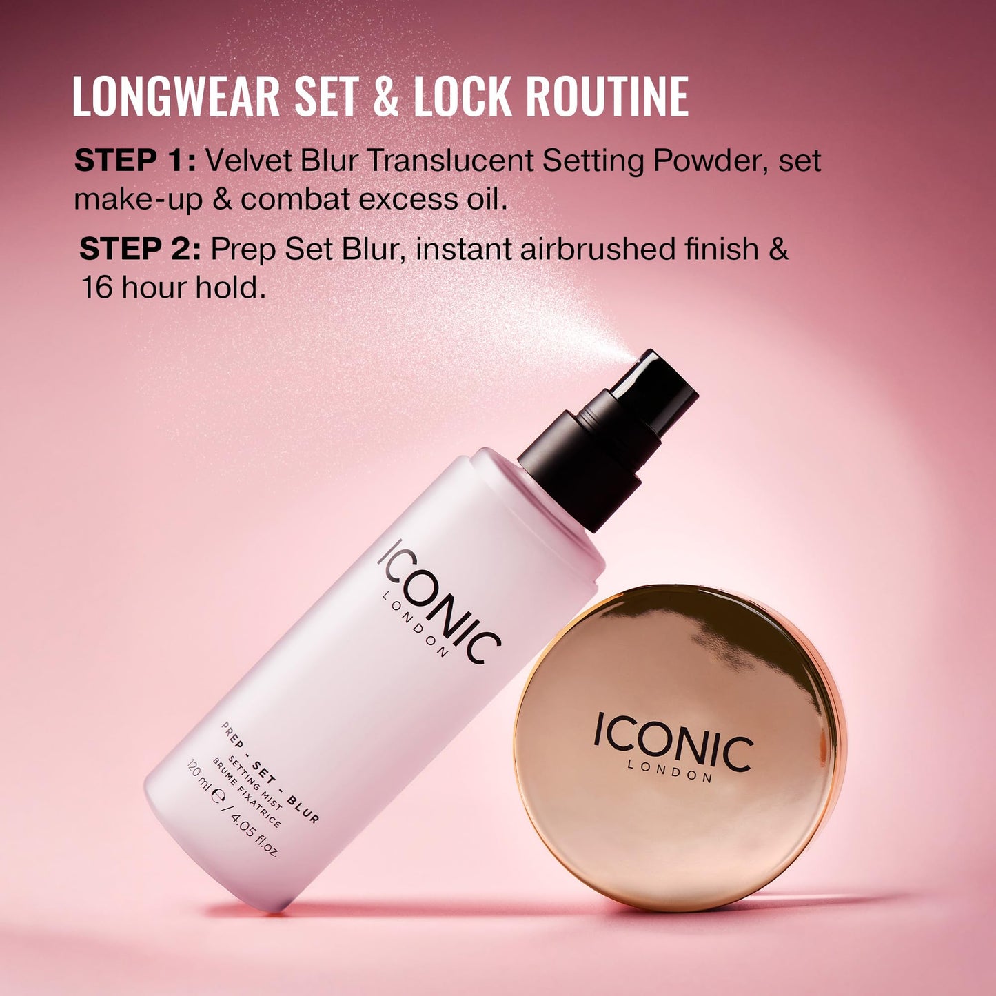 ICONIC LONDON Prep Set Blur Setting Spray | Makeup Fixing Spray, Blurs Imperfections and Gives Skin a Radiant Glow, Vegan Makeup, 30 mL / 1 Fl Oz.