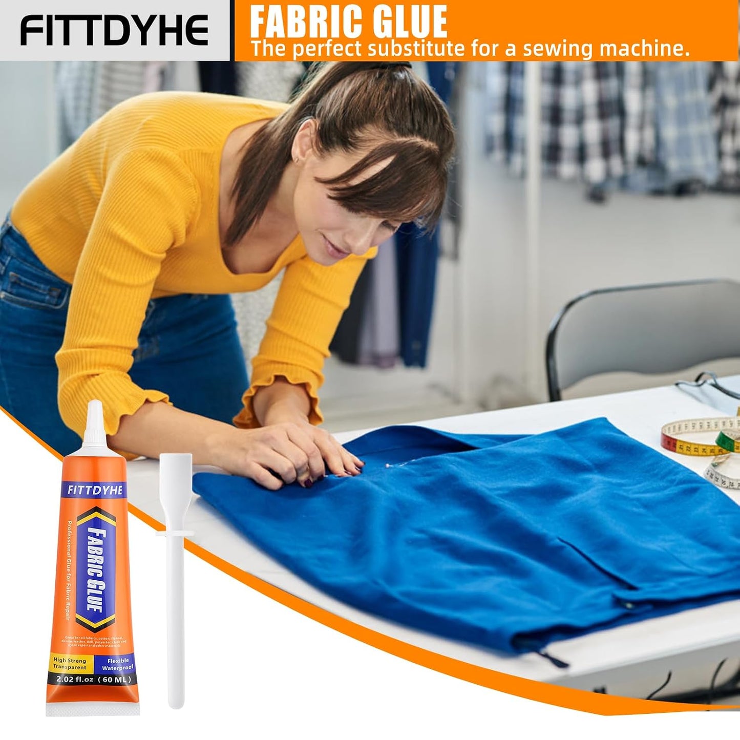 Fabric Glue - Permanent Washable Clear Adhesive for Rhinestones, Patches, Denim & More | 60 ML