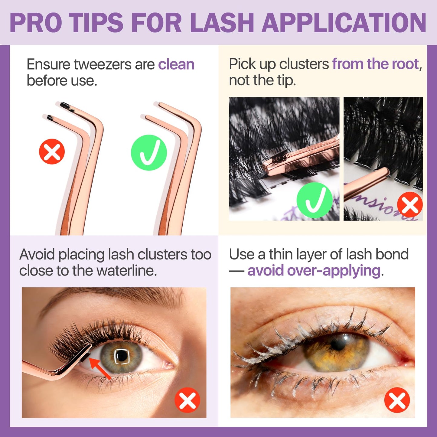 Burhhoi Fluffy Lash Cluster Kit 180D + 280D Mega Volume, 10–20mm Mixed Lengths, Thick Eyelash Extension Kit for Dramatic Glam Look, Soft Matte Black Lashes with Bond & Seal, Tweezers & Remover