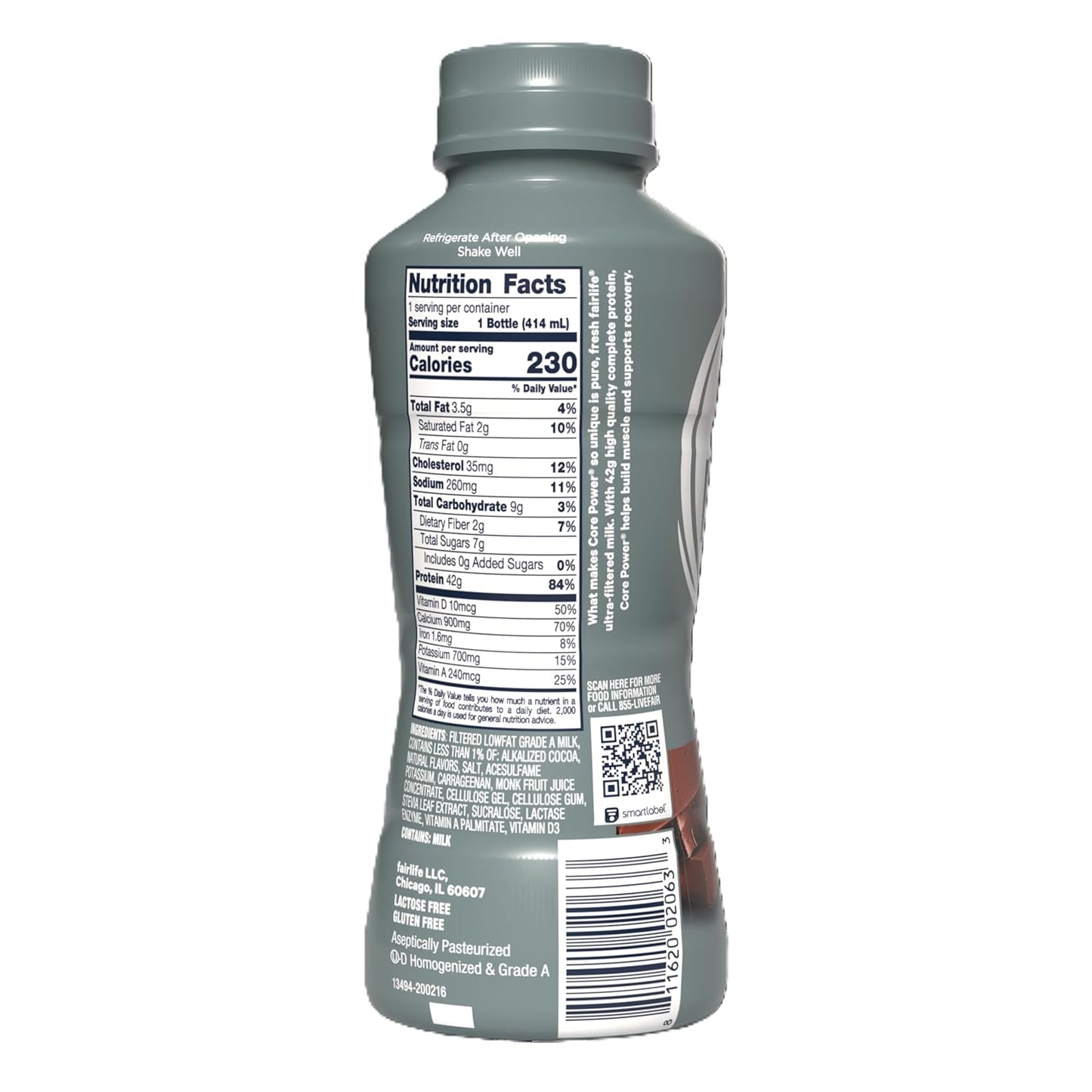 Core Power Elite High Protein Shake - Chocolate Flavor, 42g Protein, 14oz Bottle | 12 Pack