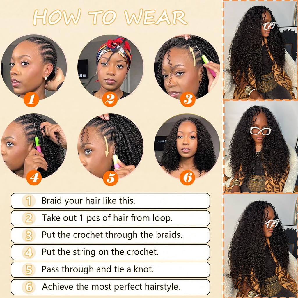 20 Inch Crochet Human Hair Extensions - Deep Curly Wave, 120g, Pre-Separated for Black Women | 100 Strands
