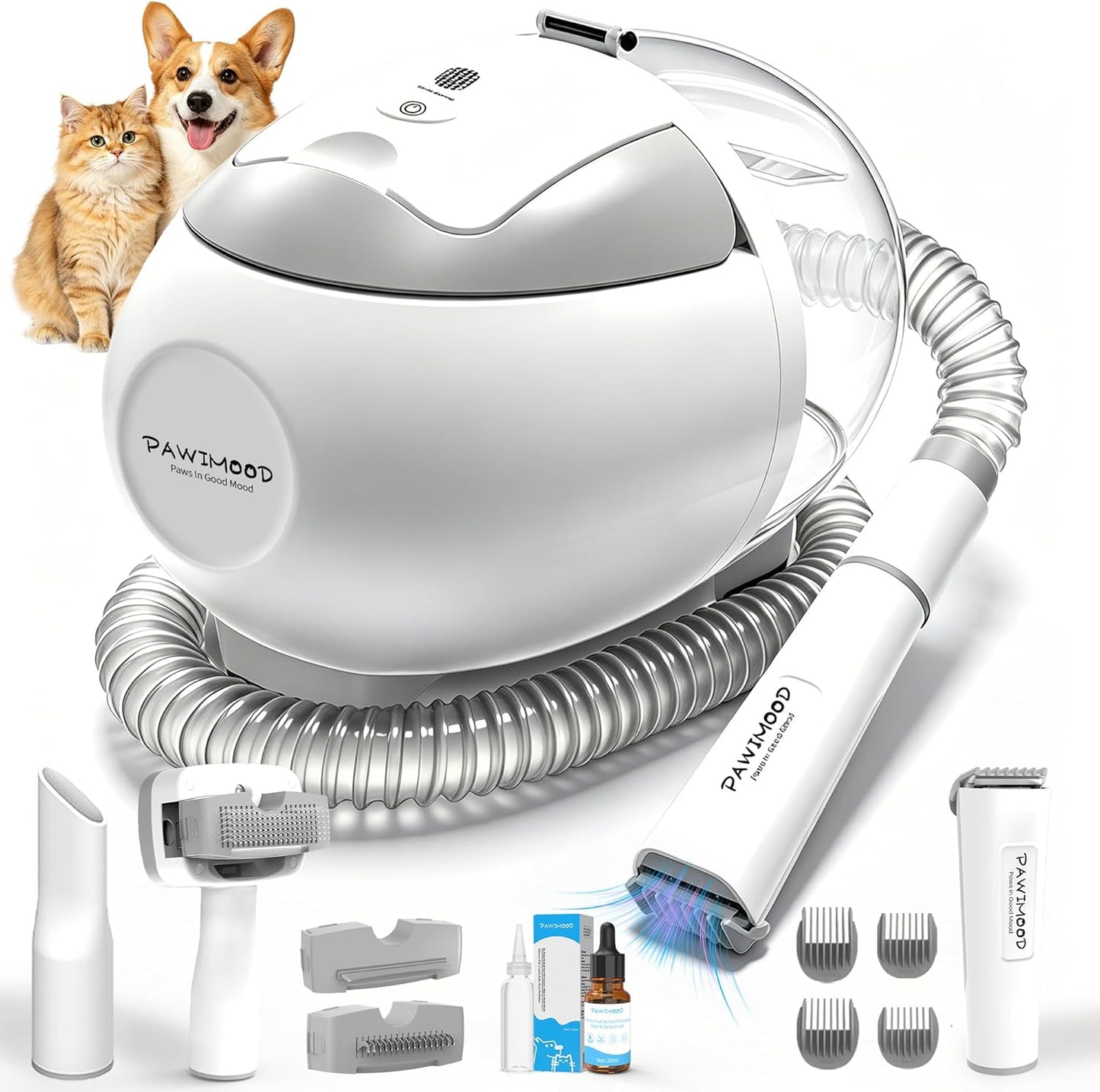 Dog Grooming Vacuum - 6-in-1 Low Noise Pet Grooming Kit with 13000Pa Suction | 2L Dust Cup & Clipper
