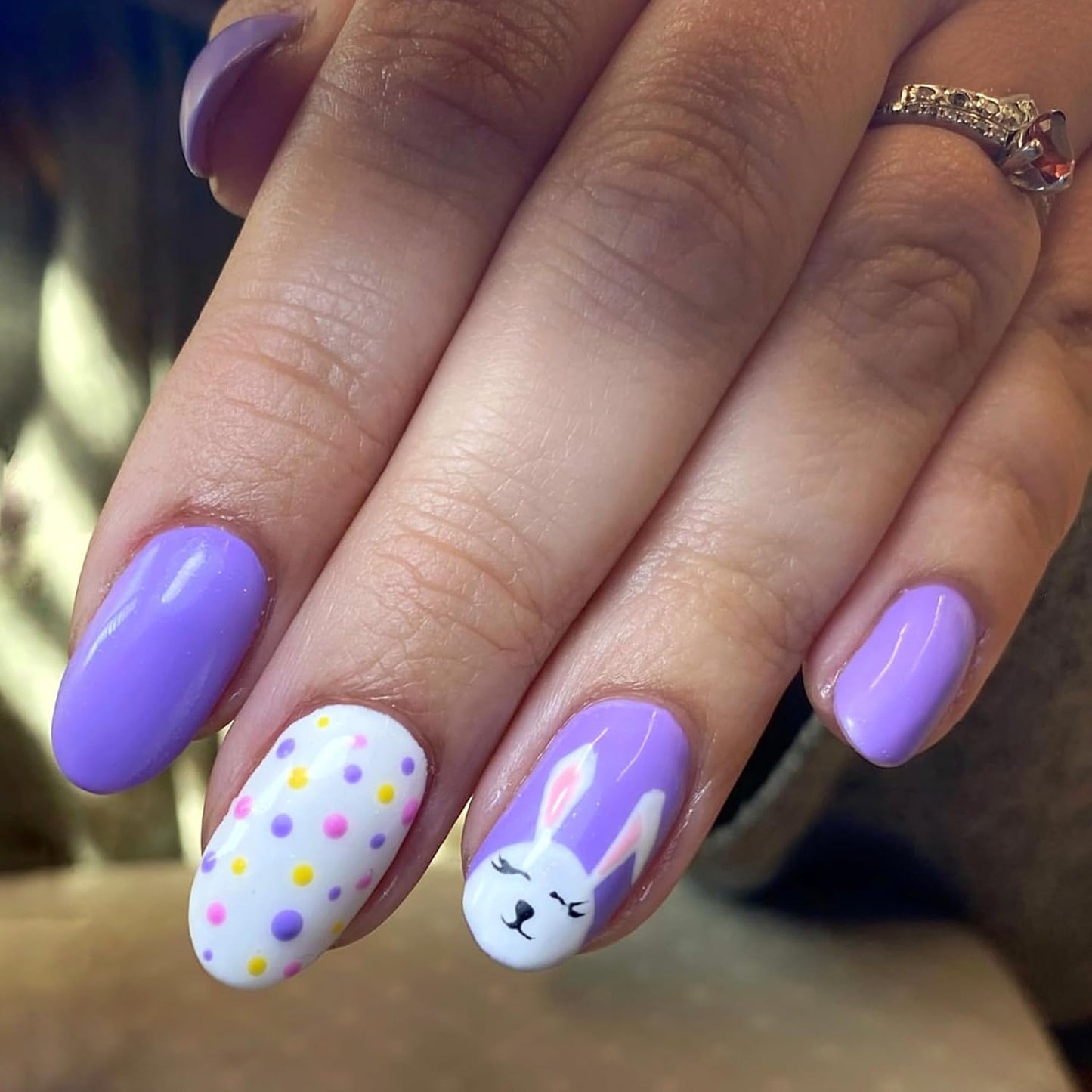 Colorful Gradient Press-On Nails - Medium Almond Summer Sunset | Reusable Glossy Full Cover 24 Pcs with Adhesive Stickers