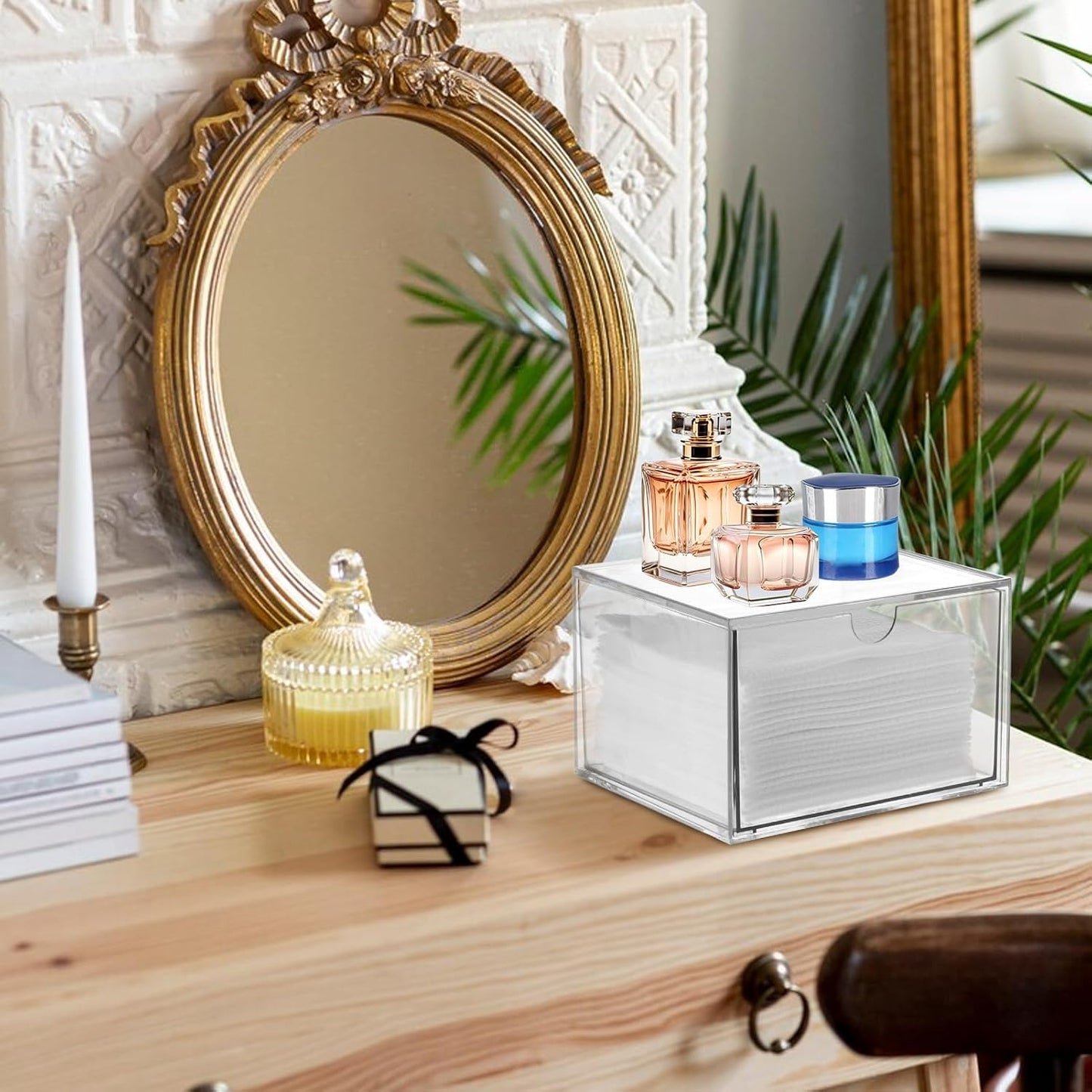 Disposable Face Towel Holder - Stackable Plastic Storage Box for Clean Skin Club XL Towels | Bathroom Organizer