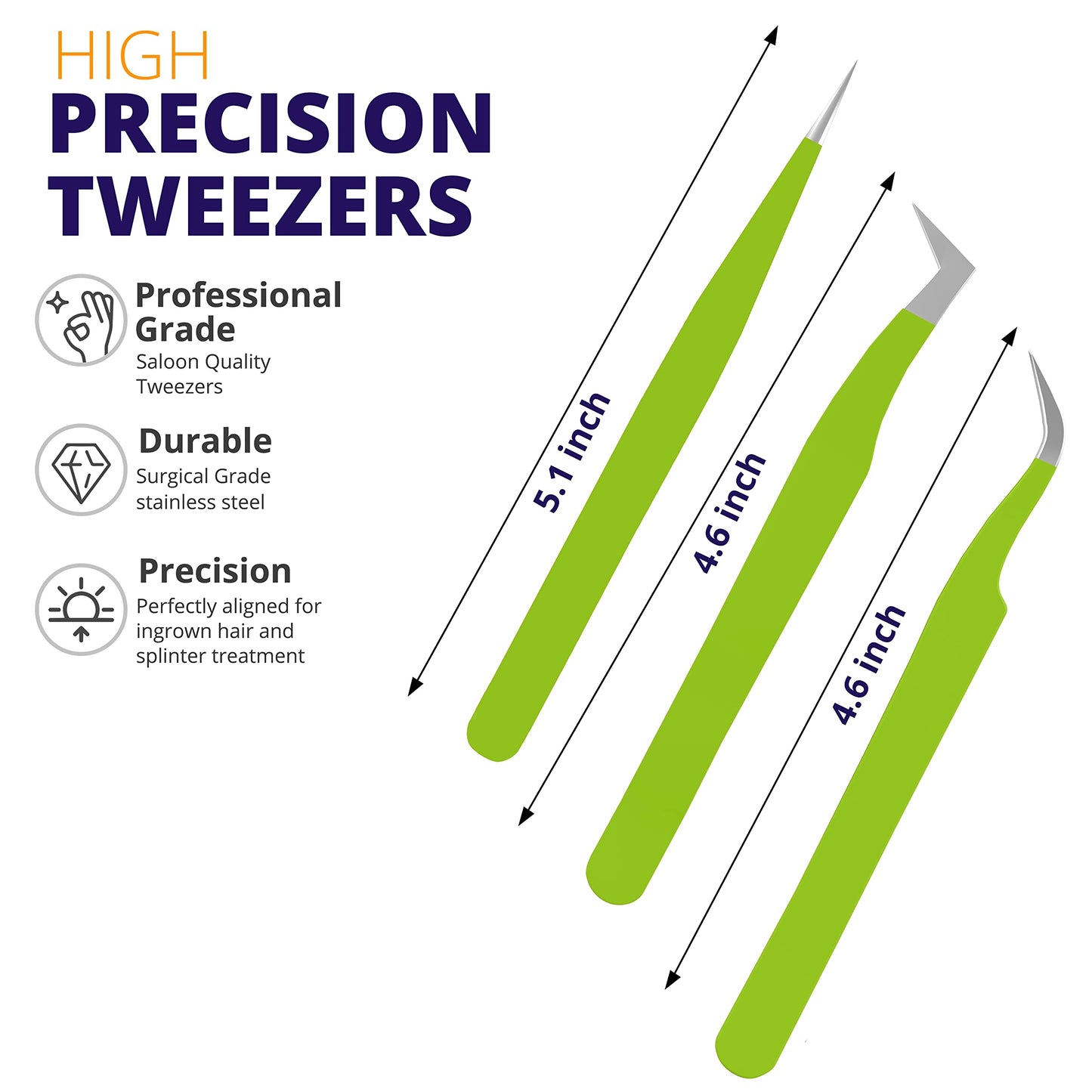 SIVOTE Lash Tweezers for Eyelash Extensions for Volume, Isolation & Classic Lashes, 3 Pack, Green