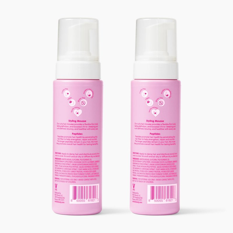 V&Co. Beauty Curly Pop Curl Defining Mousse (2 Pack) – Curl Mousse for Curly Hair, Anti Frizz & Moisturizing Hair Care with Peptides & Jojoba Oil, 6 oz