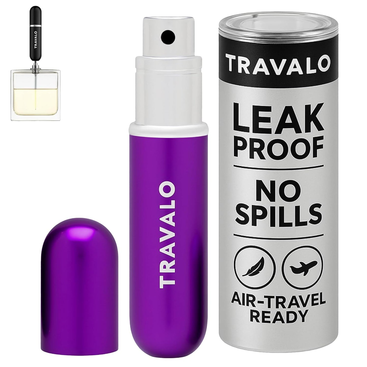 Classic HD Perfume Atomizer | Leak-Proof & TSA Approved - Reusable Mini Pump Sprayer - Elegant Black 0.17oz