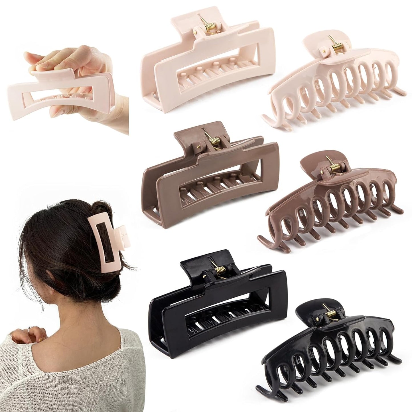 Small Square Silicone Hair Claw Clips - 5-Pack Mini Cloud Non-Slip Clamps for Women & Teens | 2.5 Inch, 5 Colors