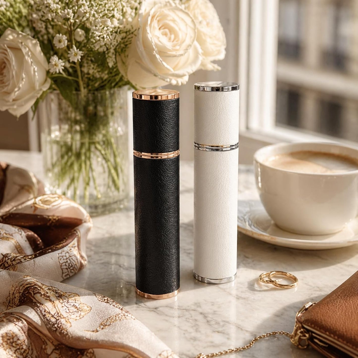 Refillable Travel Perfume Bottle Set - 2pcs 10ml Atomizer Spray Bottles | Portable Fragrance Dispenser for On-the-Go Use