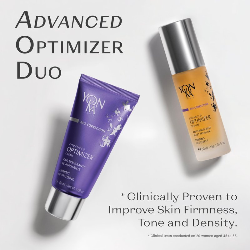 Yon-Ka Advanced Optimizer Serum & Cream | Intensive Anti-Aging Treatment for All Skin Types | Firm and Tighten with Collagen and Hyaluronic Acid | Paraben-Free | 1.35 oz / 1.01 fl oz