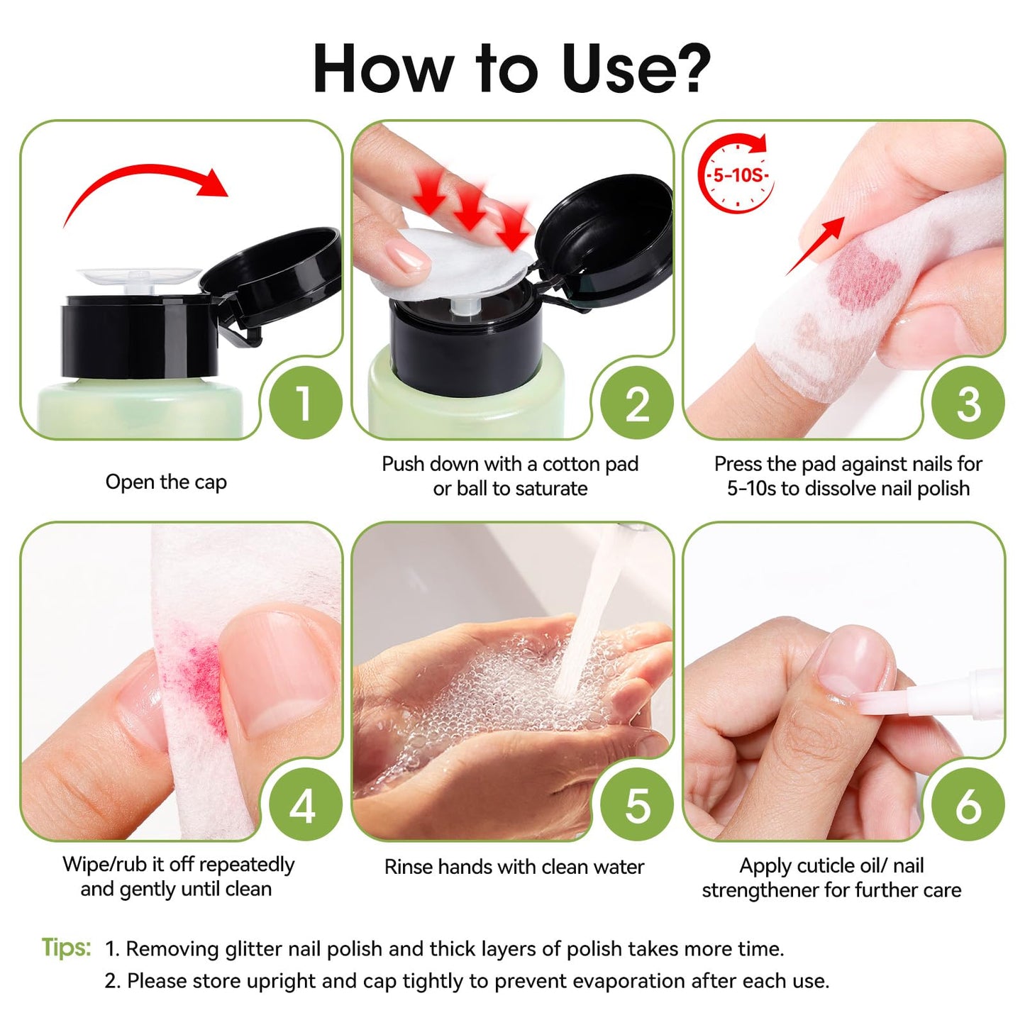 Nailshion Avocado Nail Polish Remover, Non-Acetone 3-9s Quick Removal, Professional Polish Remover for All Air-dry Nail Polish, VE Non-Drying, Refillable Pump Bottle Salon DIY at Home