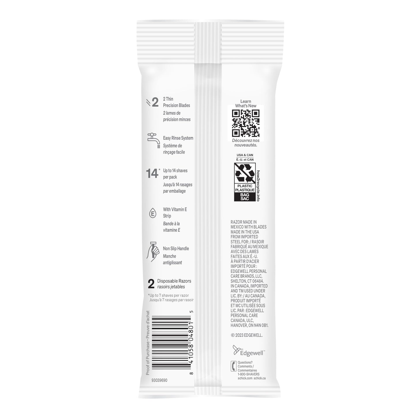 Schick Xtreme 2 Sensitive Razor — Disposable Razors Men, Razors for Men Sensitive Skin, 2ct (Pack of 36) - 72 Total Razors