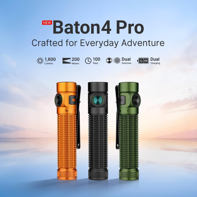 OLIGHT Baton4 Pro EDC Flashlight Rechargeable, 1600 Lumens Small Pocket LED Light with Tactical Switch and Magnetic & USB C Dual Charging, IPX8 for Home Use, Camping, Outdoor and Emergency (Orange)